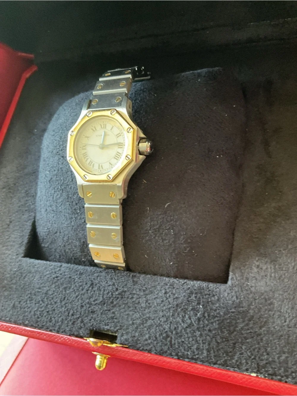 Cartier Two-Tone Silver and 18k Gold Santos Women's Watch - Picture 10 of 11